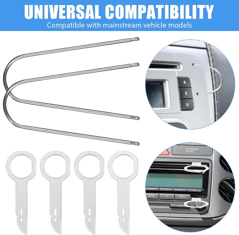FOJOO Radio Removal Tool Kit for Ford, Volkswagen, Audi, Mercedes Car Pry Tools, Most Car CD DVD Audio Frequency Converter Stainless Steel 6PCS - Image 4